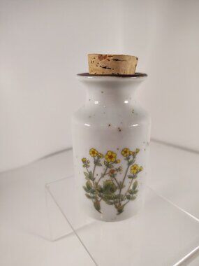 Vtg Japan Takahashi Spice Jar Bottle Cork Counterpoint Flowers Floral Takahashi